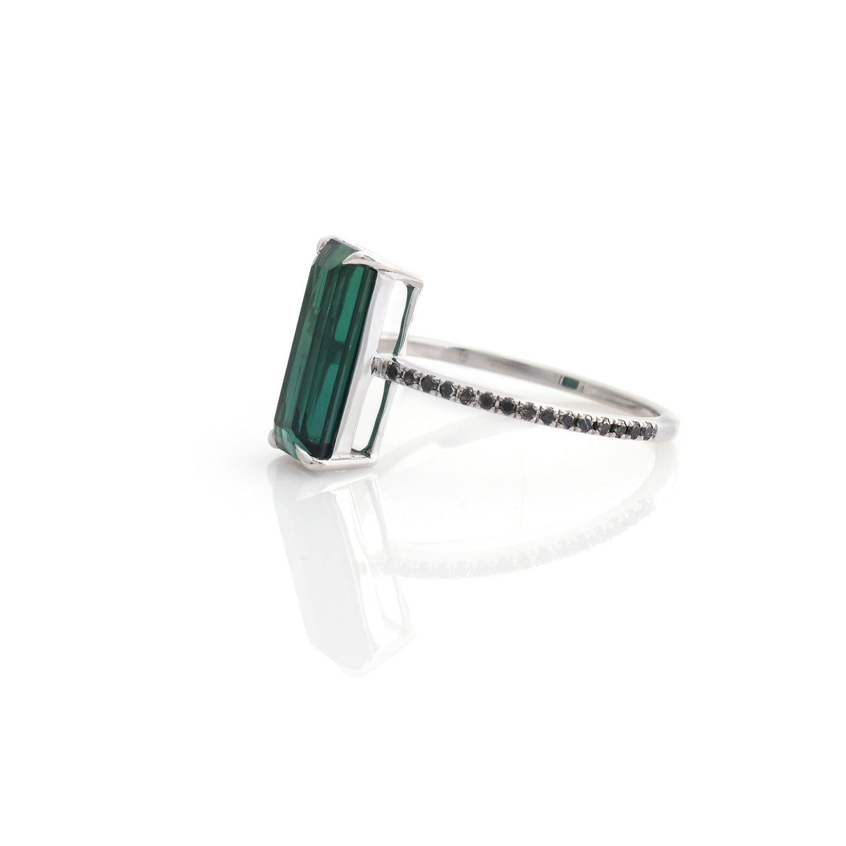 Tourmaline & Black Diamond Bar Ring