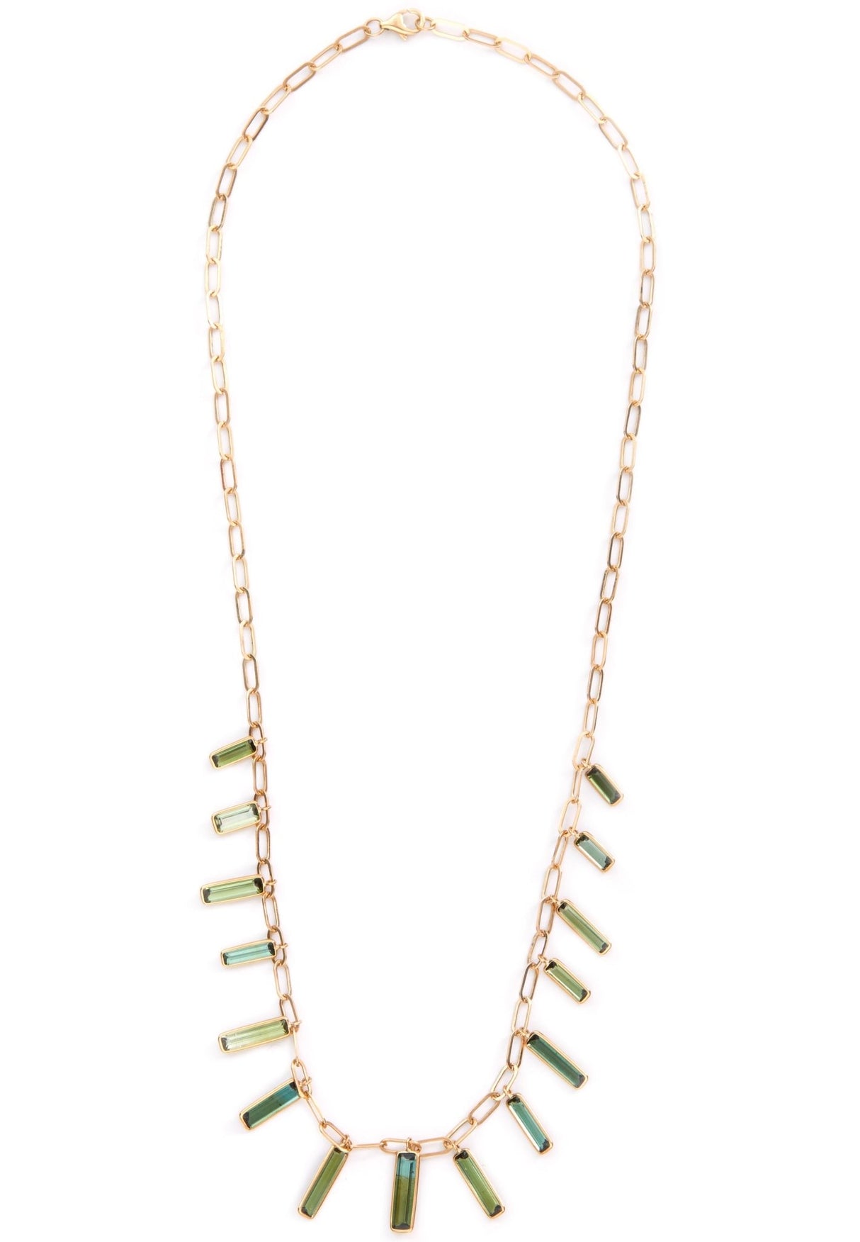 Tourmaline Bamboo Forrest Necklace 18k gold handmade fine jewelry