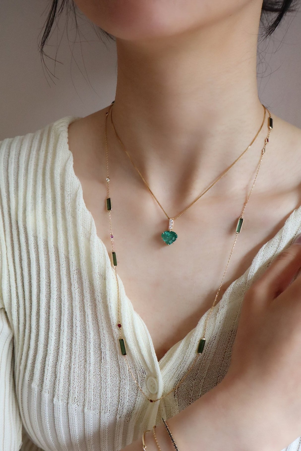 Tourmaline Ruby & Diamond Candy Necklace