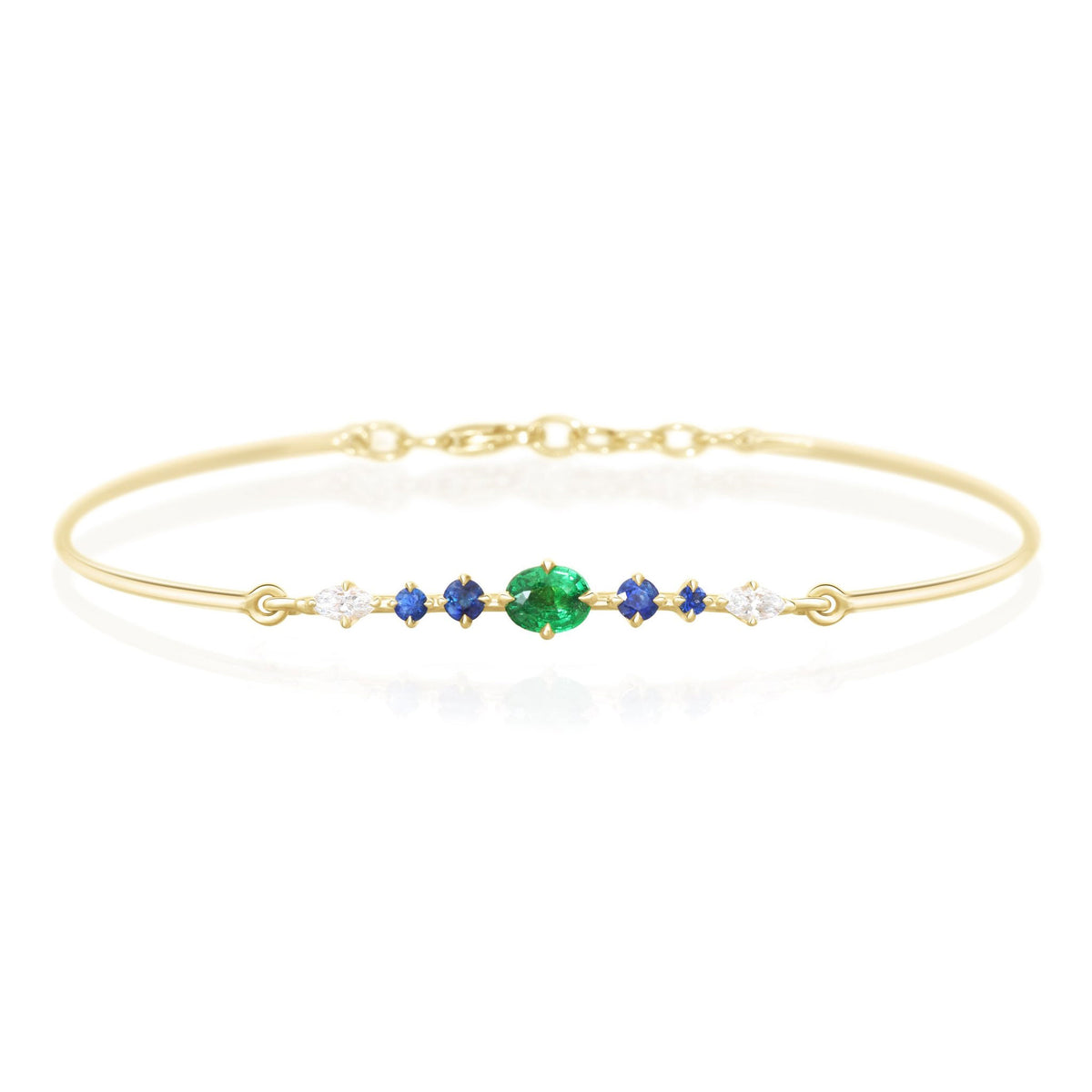 Travorite & Sapphire & Diamond Compass Bangle