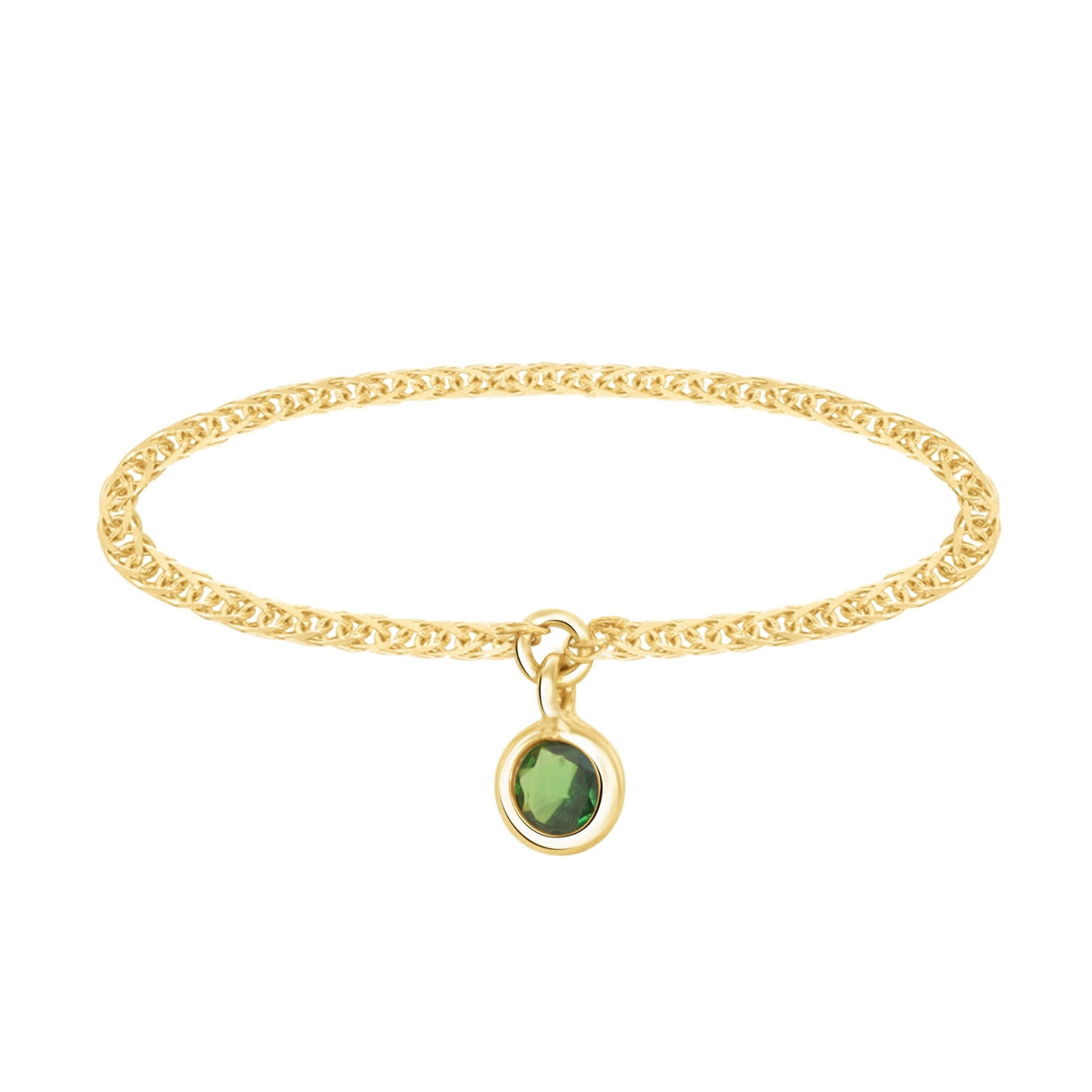 Tsavorite Drop Chain Rings 18K Stackable ring