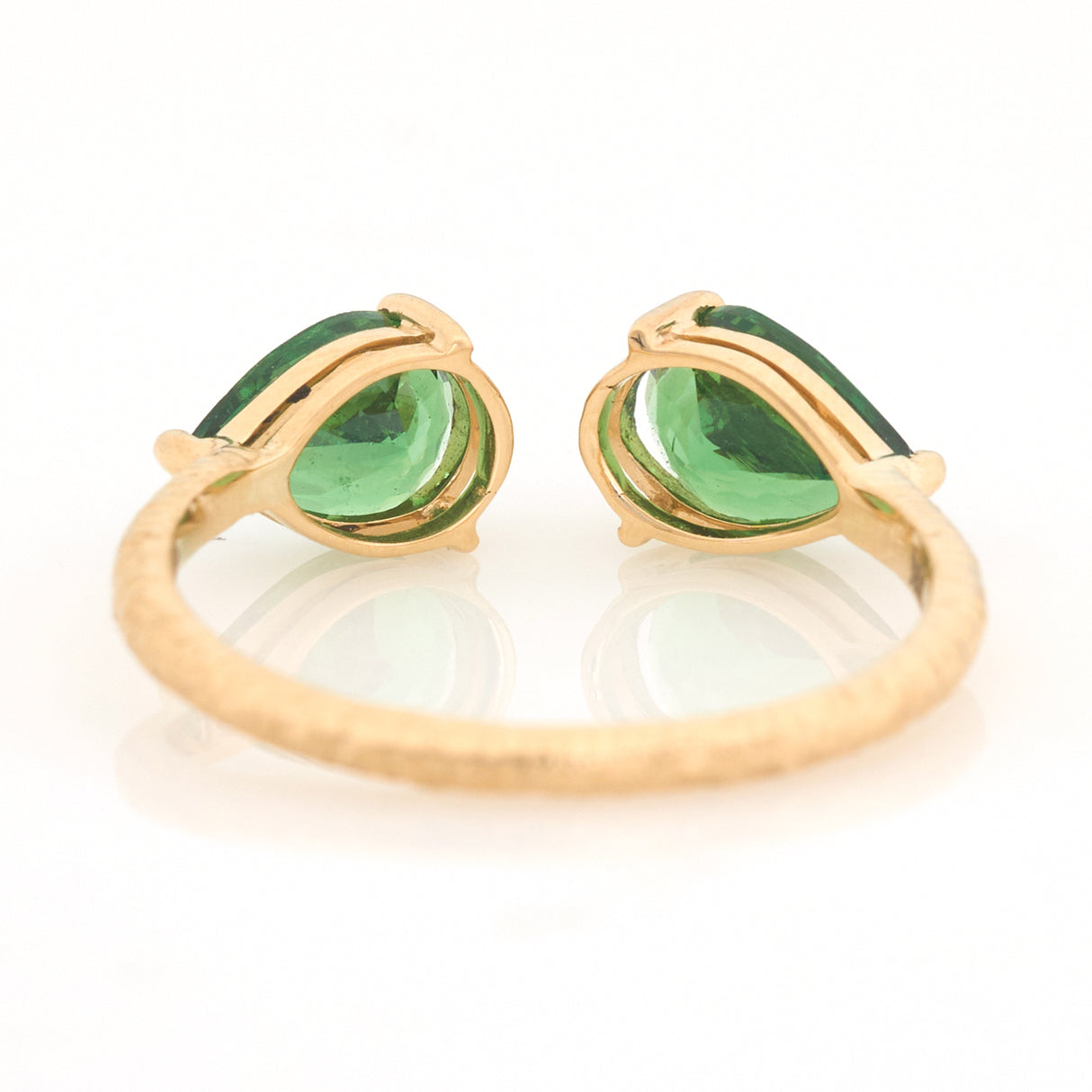 Tsavorite Open Ring 18k gold Stackable ring back view