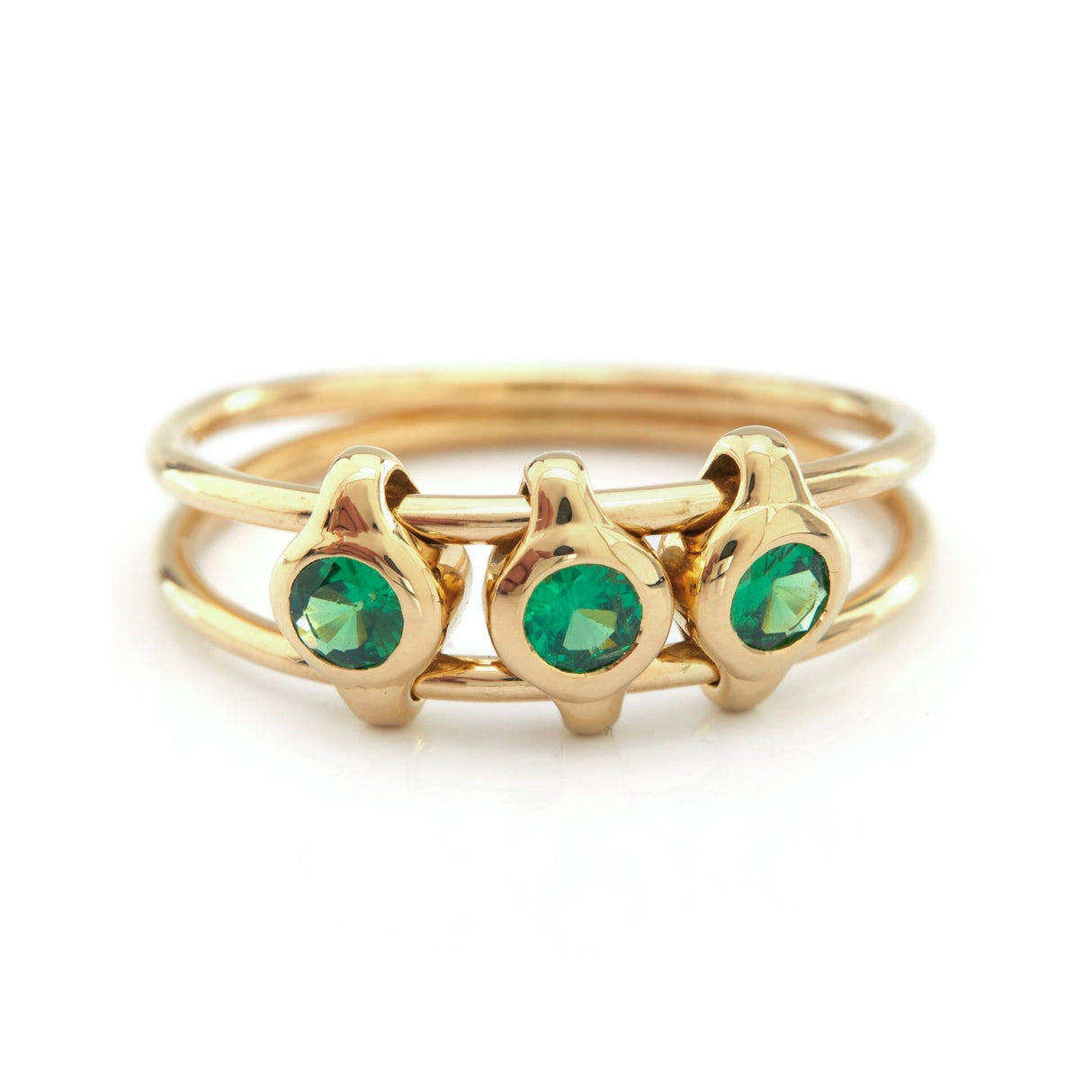 Tsavorite Orbit Ring 18k gold stackable ring
