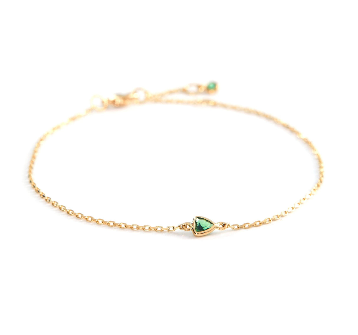 Tsavorite Trillion Bracelet 18k gold stackable design 2