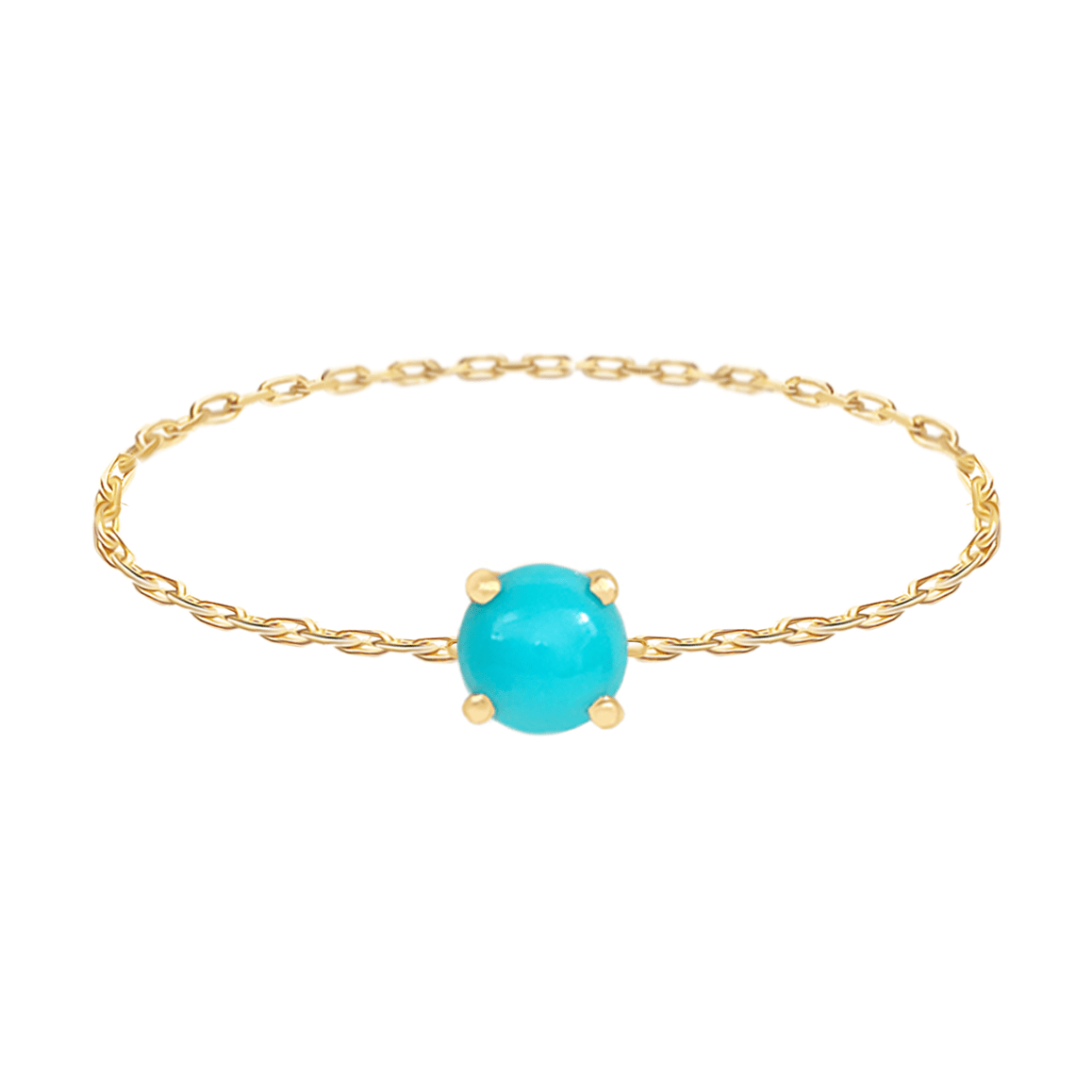 Turquoise Dot Chain Ring 14k gold Stackable ring
