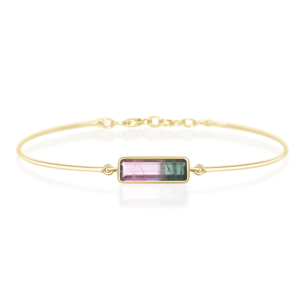 Pink Watermelon Tourmaline Bar Bangle