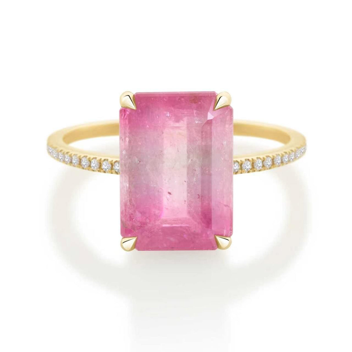 Barbie Pink Watermelon Tourmaline & White Diamond Ring