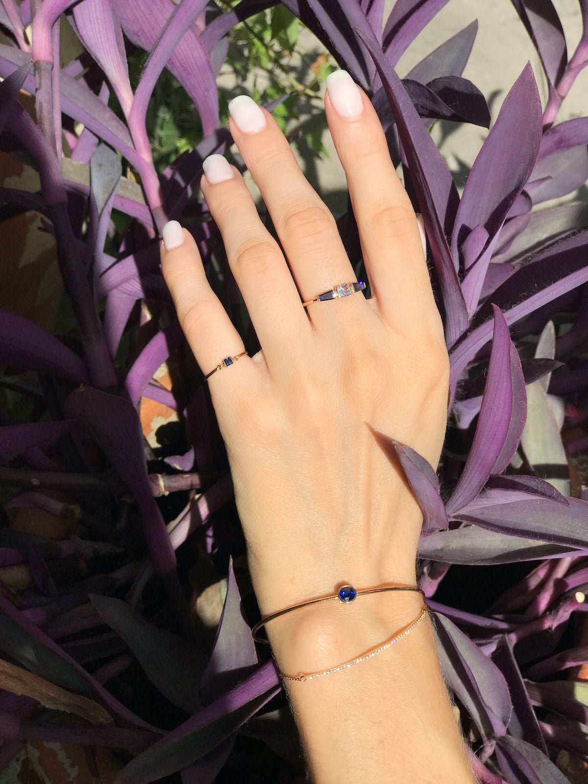 White & Blue Sapphire Triplet Ring