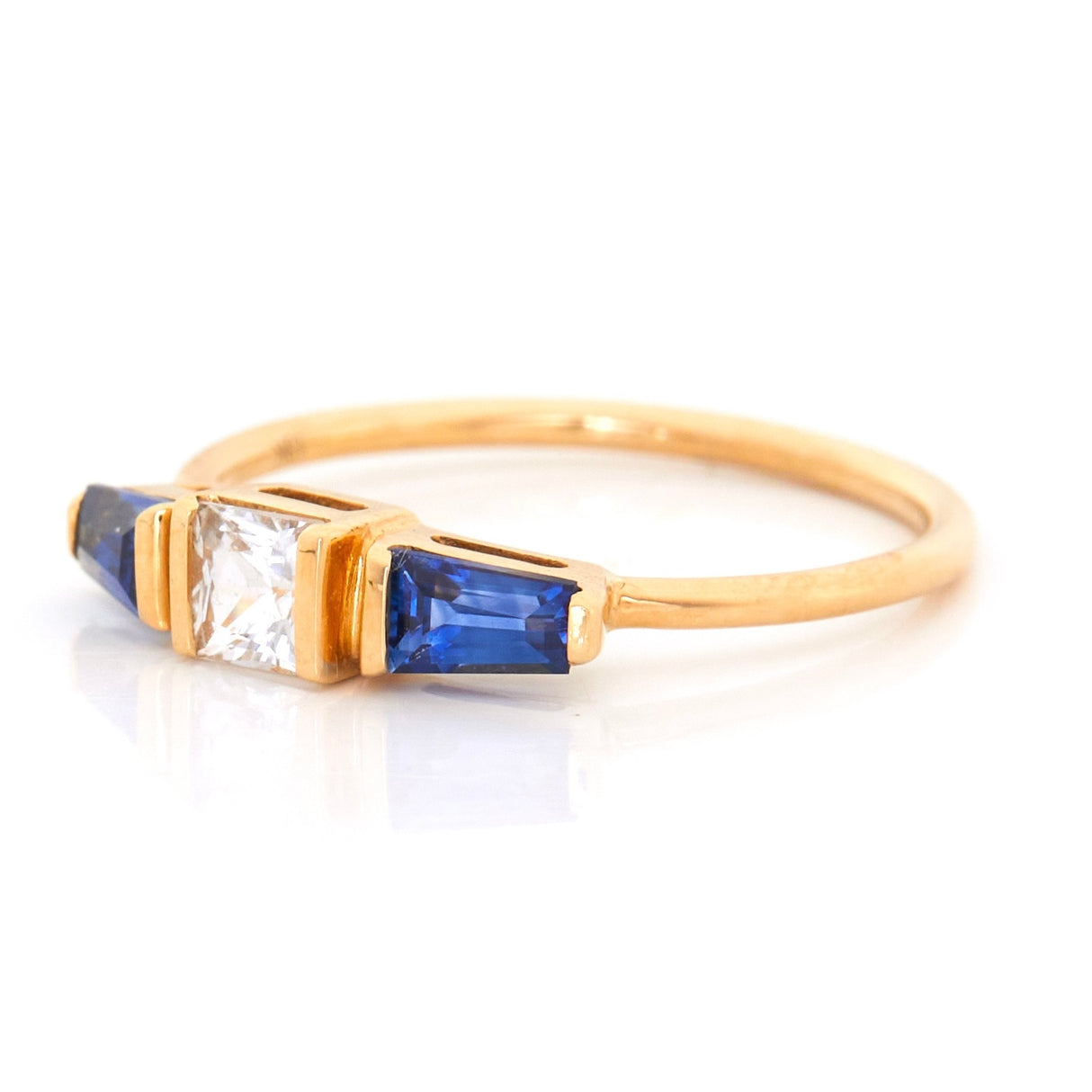 White & Blue Sapphire Triplet Ring
