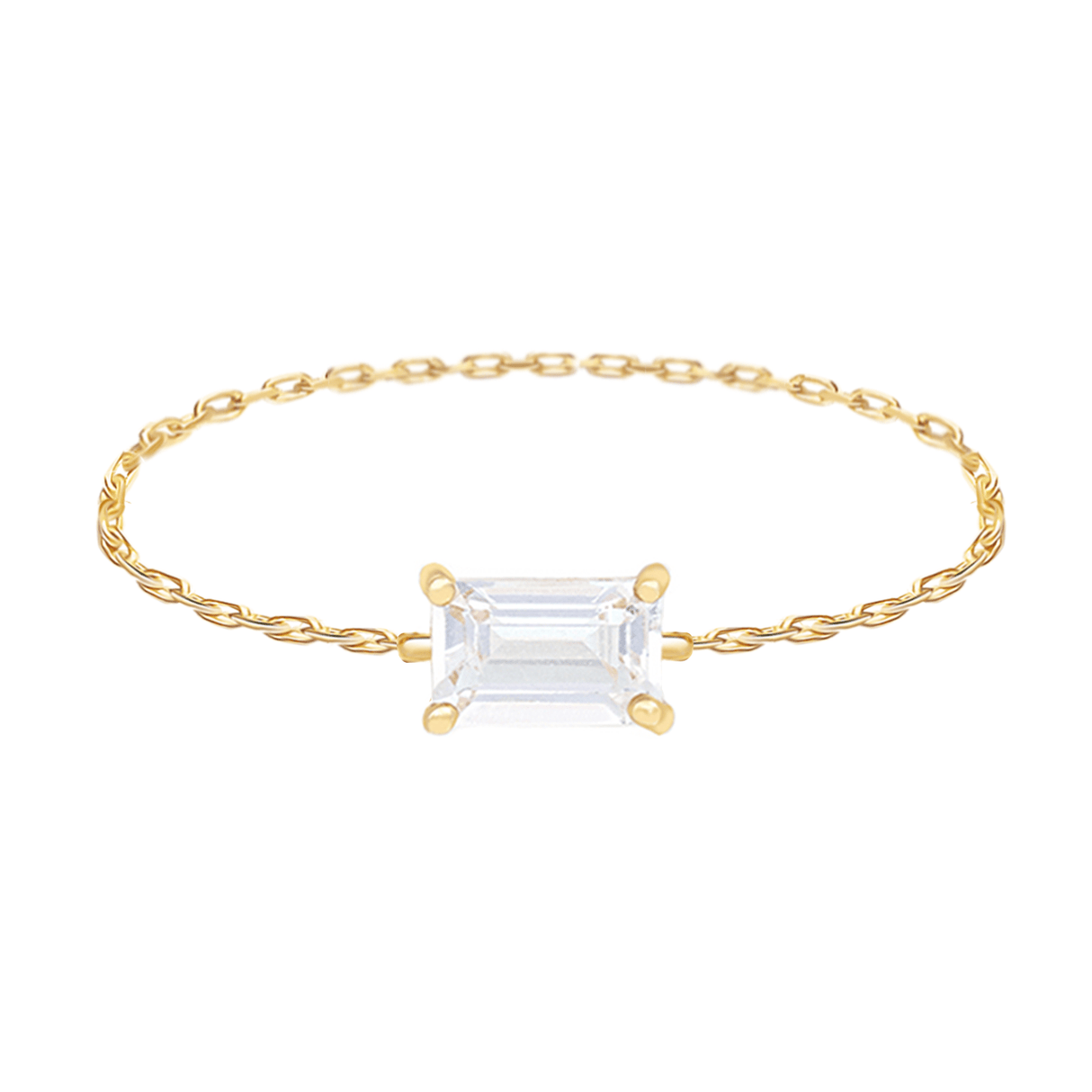 White Topaz Chain Ring 14k gold Stackable ring