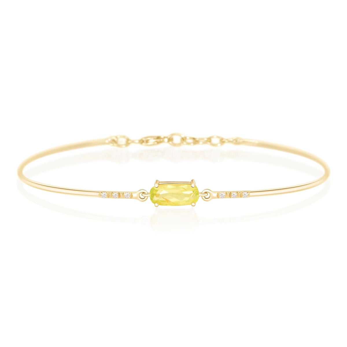 Vivid Yellow Chrysoberyl & Diamond Bangle