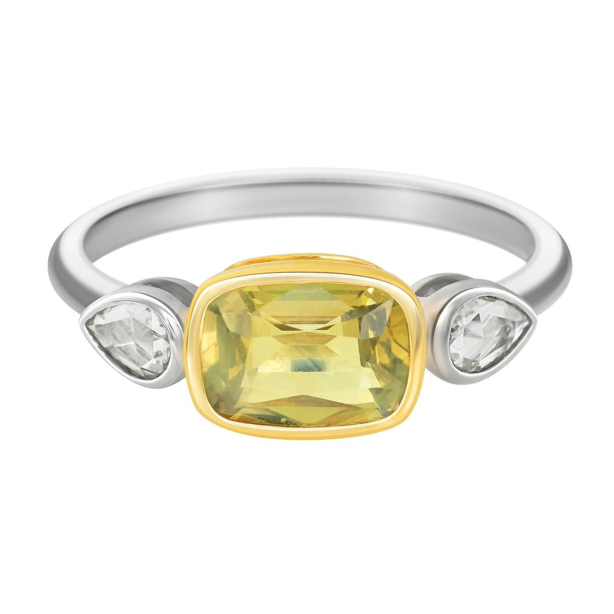 Yellow Chrysoberyl & Rose Cut Diamond Ring 18k gold engagement ring