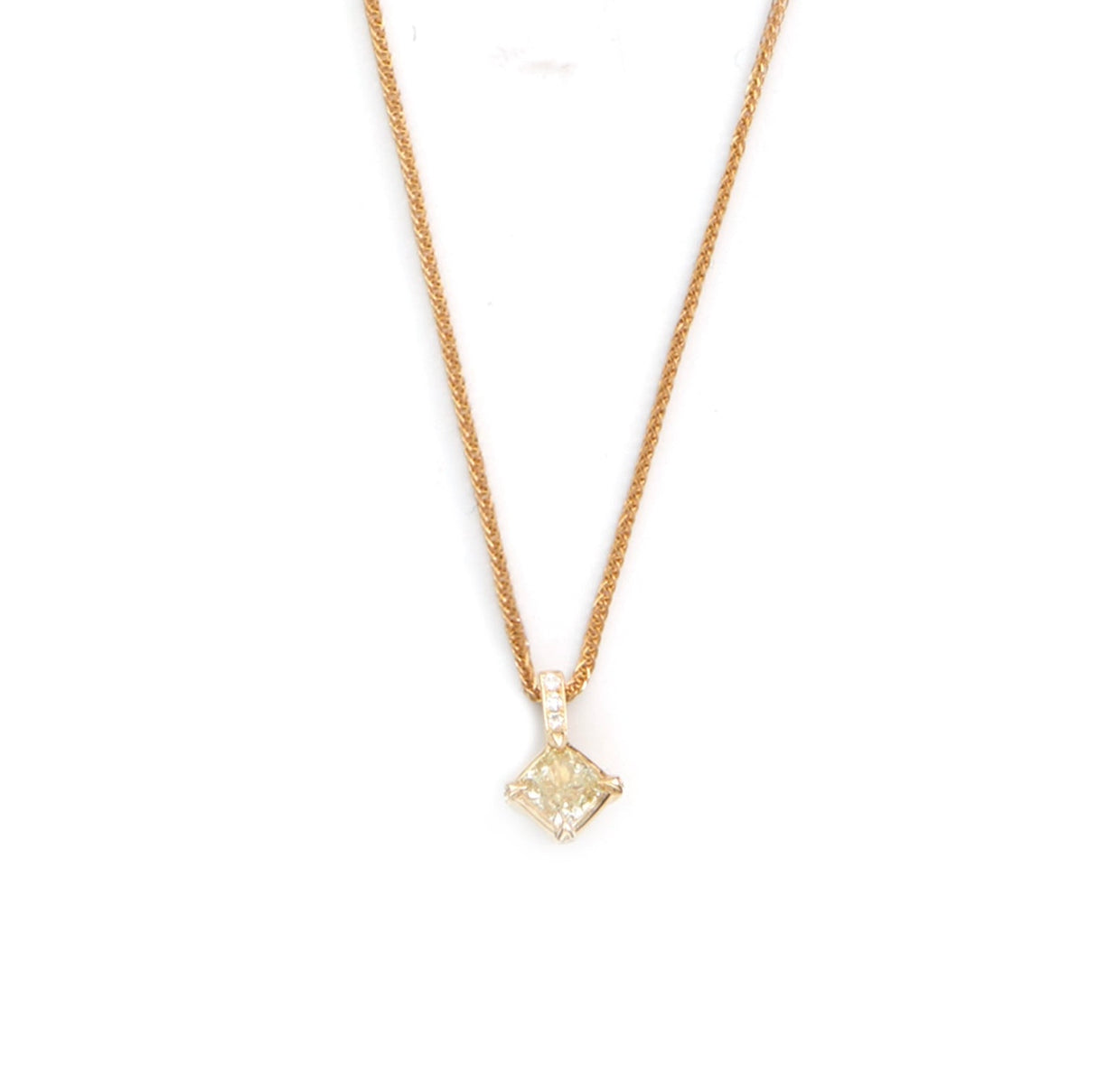 Yellow Diamond Compass Necklace 18k gold handmade fine jewelry