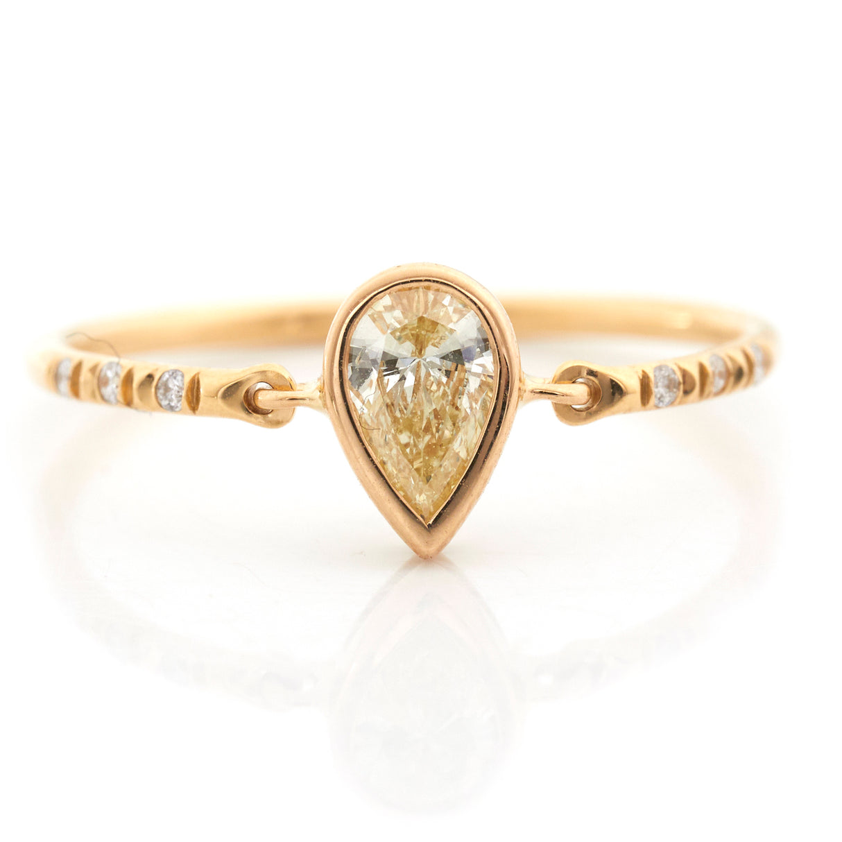 Yellow Diamond pear Petite Circle Ring