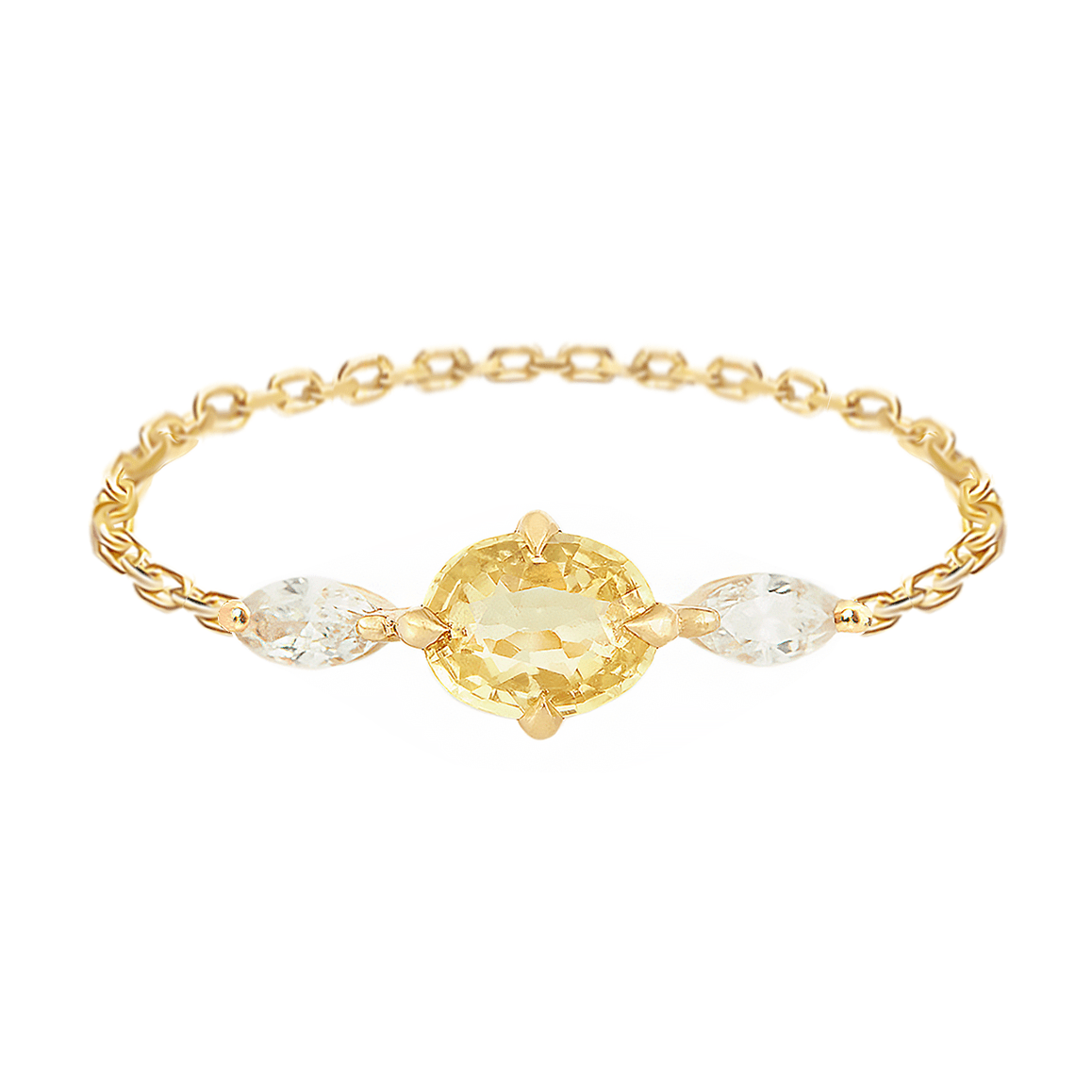 Yellow Sapphire & Diamond Dream Weaver Chain Ring 18k gold Stackable ring