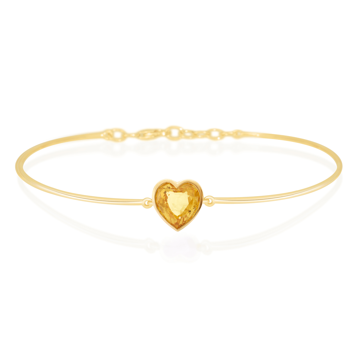 Yellow Sapphire Heart Bangle 18k gold Stackable design