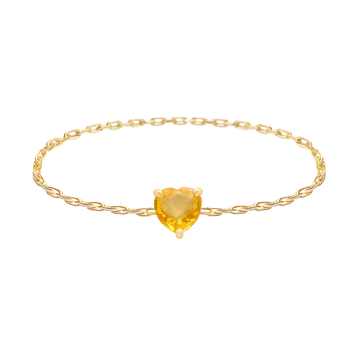 Yellow Sapphire Heart Chain Ring 14k gold Stackable ring