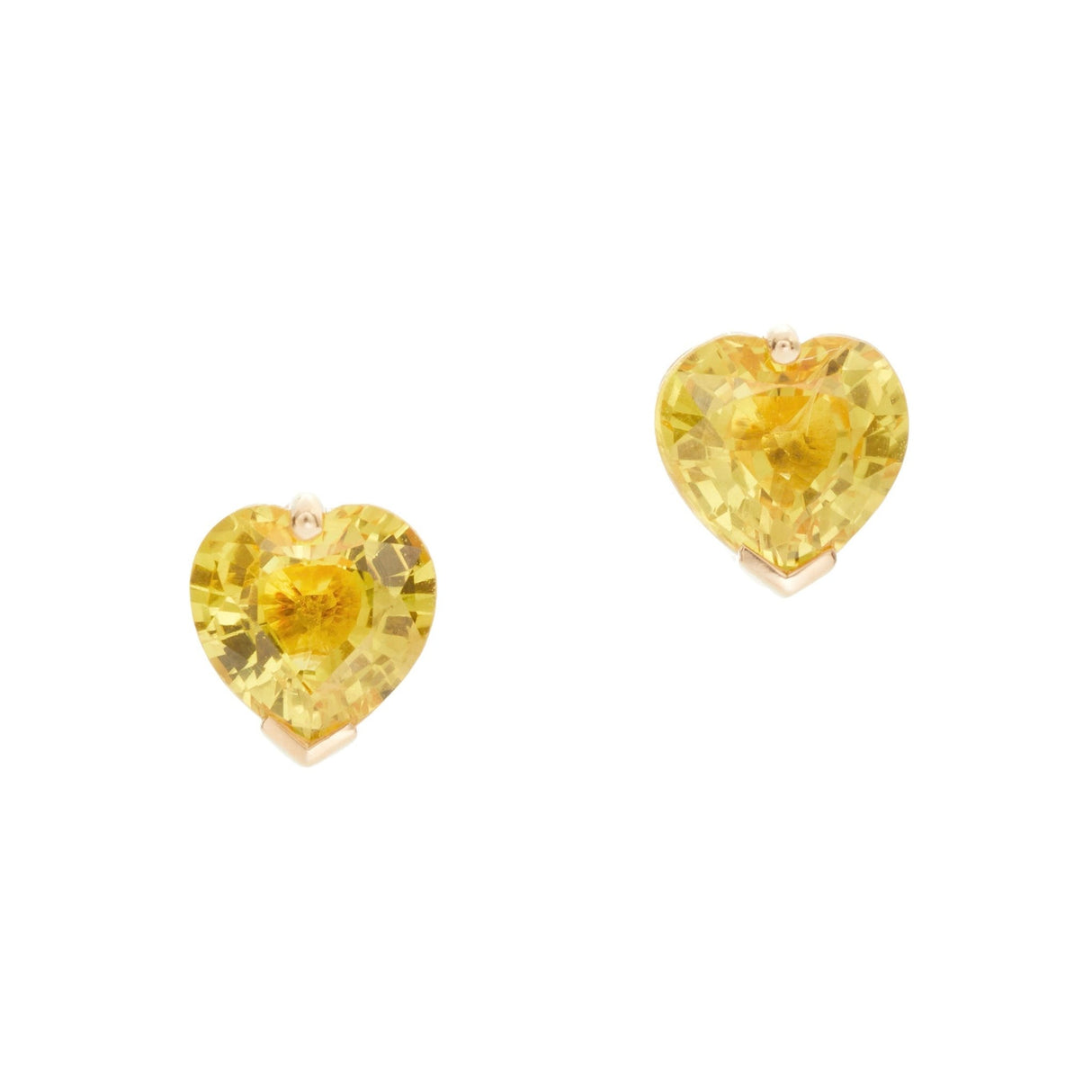 Yellow Sapphire Heart Studs