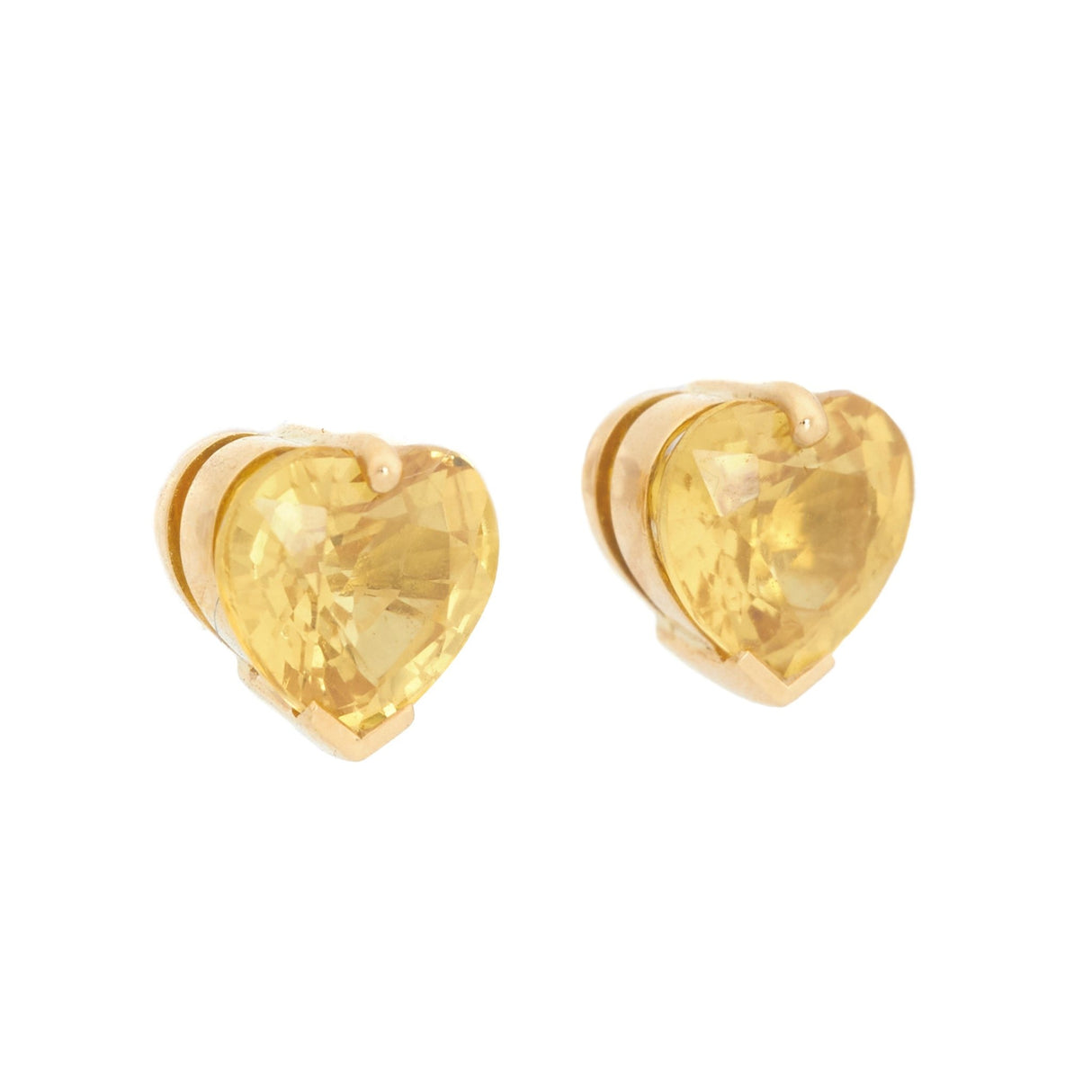 Yellow Sapphire Heart Studs