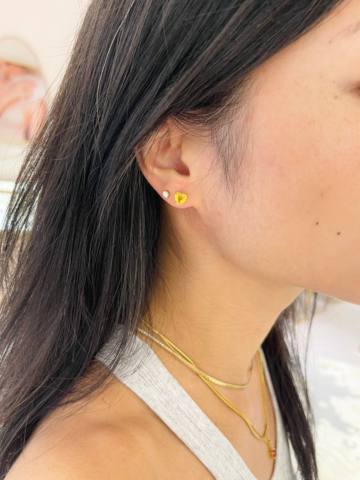 Yellow Sapphire Heart Studs