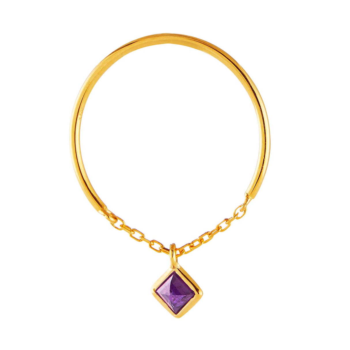 Yi Collection x Opening Ceremony February Amethyst Half Chain Ring: Silver With 14K Gold Plating