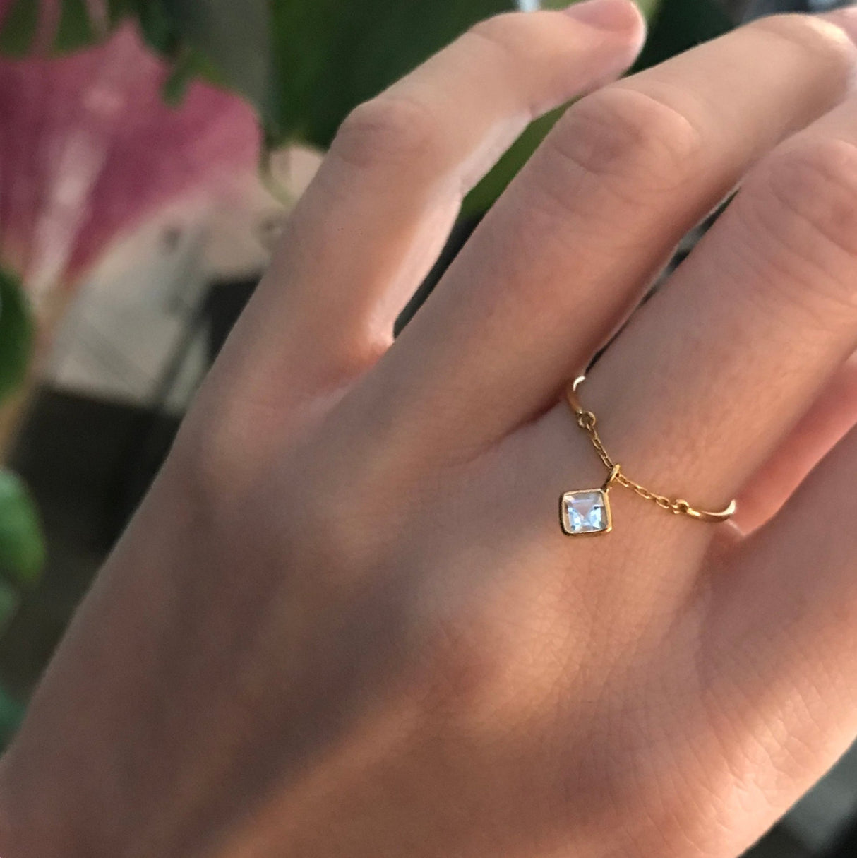 Yi Collection x Opening Ceremony March Aquamarine Half Chain Ring: Silver With 14K Gold Plating