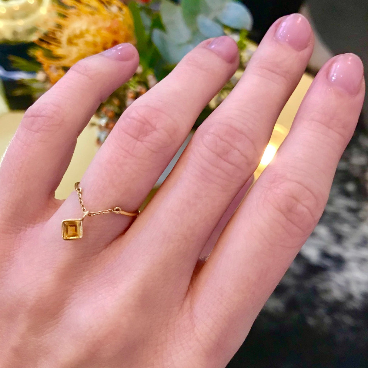 Yi Collection x Opening Ceremony November Citrine Half Chain Ring: Silver With 14K Gold Plating