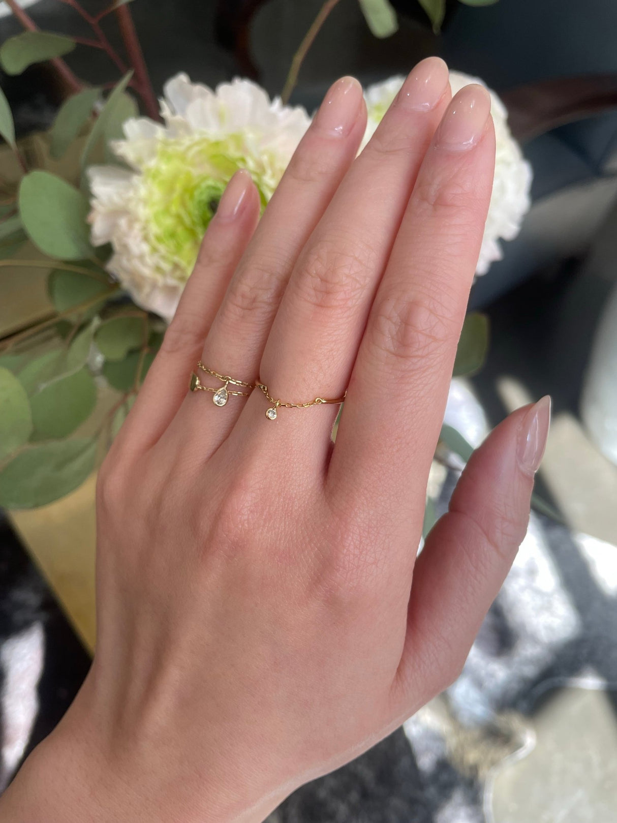 Yi Collection x Opening Ceremony Diamond Half Chain Ring: Silver With 14K Gold Plating