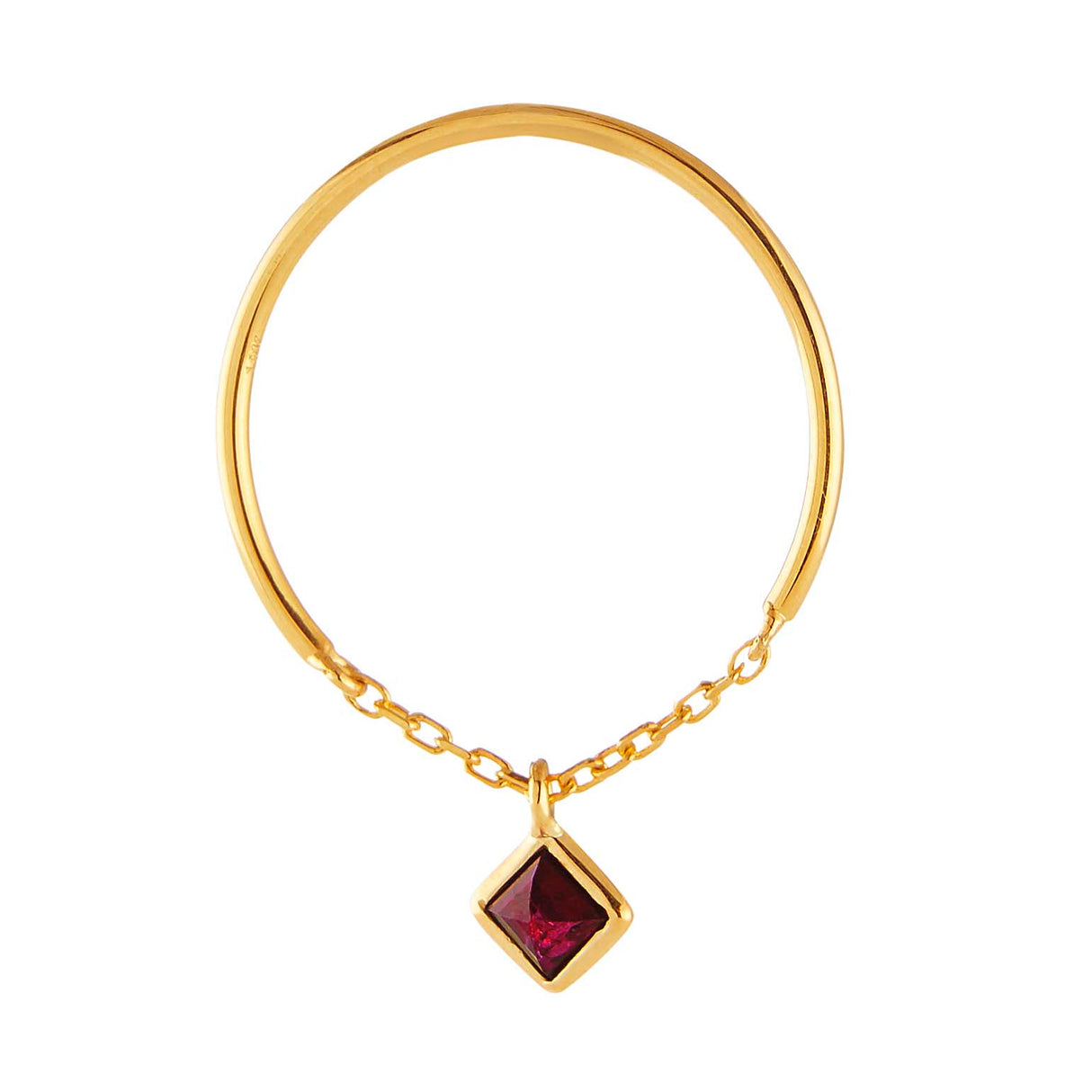 Yi Collection x Opening Ceremony January Garnet Half Chain Ring: Silver With 14K Gold Plating