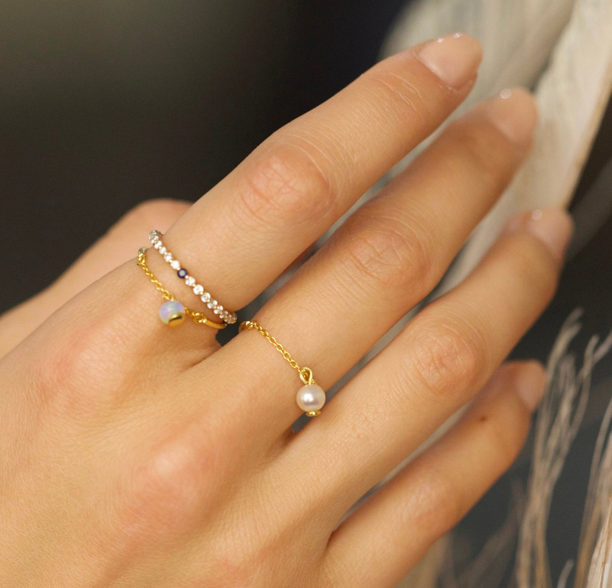 Yi Collection x Opening Ceremony June Pearl Half Chain Ring: Silver With 14K Gold Plating