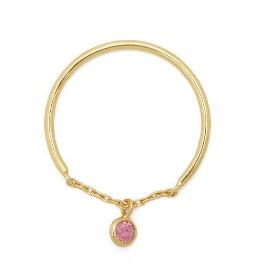 Yi Collection x Opening Ceremony October Pink Tourmaline Half Chain Ring: Silver With 14K Gold Plating