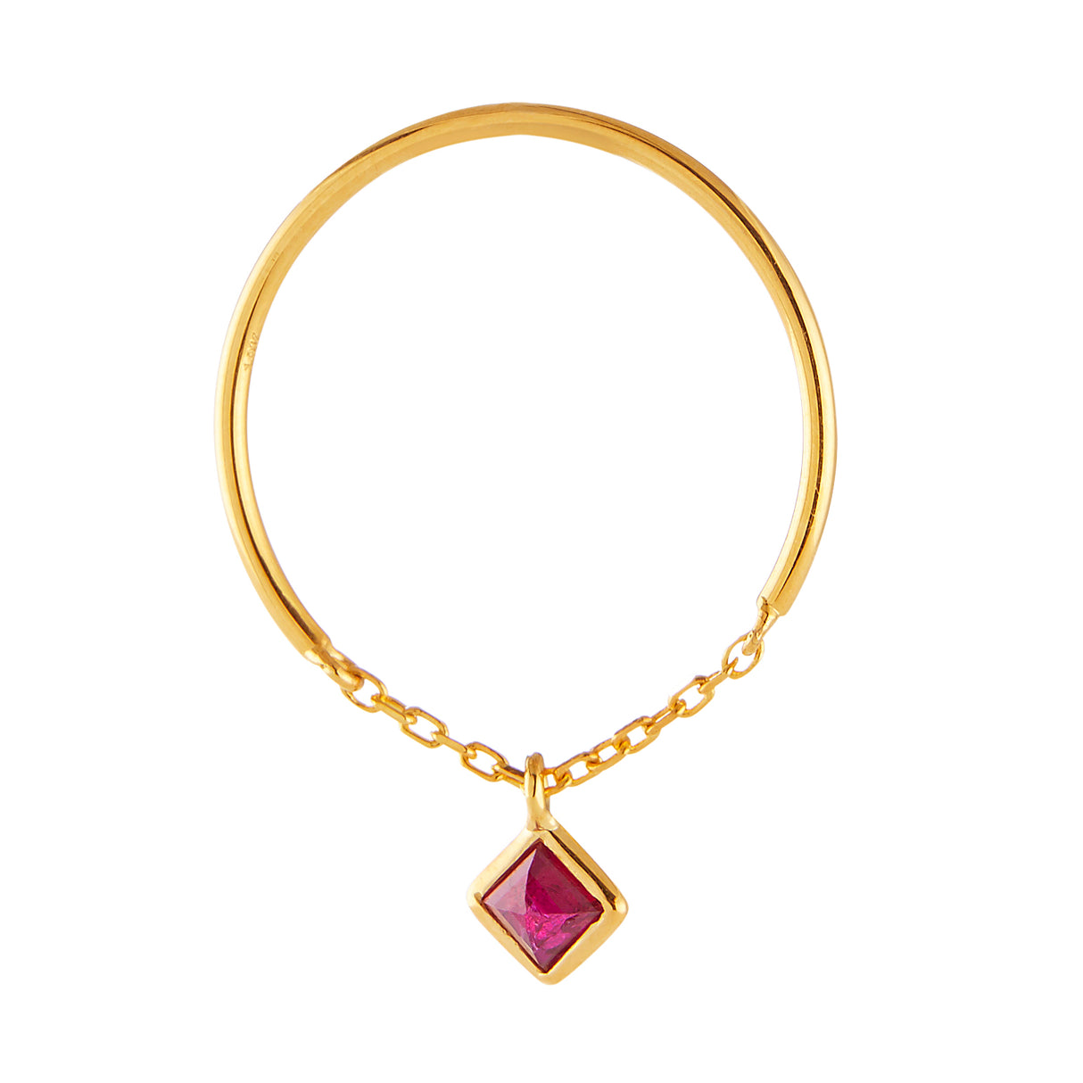 Yi Collection x Opening Ceremony July Ruby Half Chain Ring: Silver With 14K Gold Plating