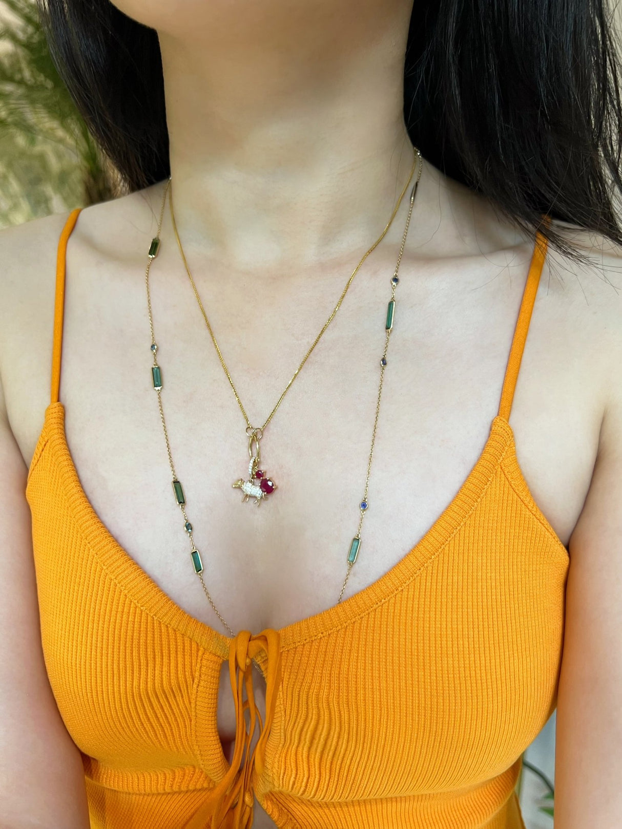 Zodiac Ox Pendant on model 1