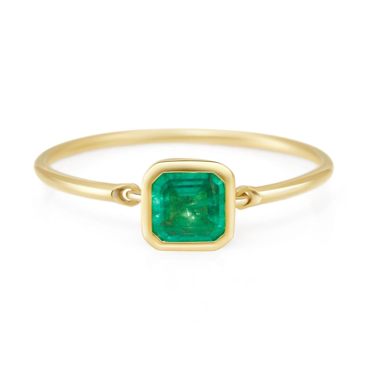 Emerald Petite Button Ring
