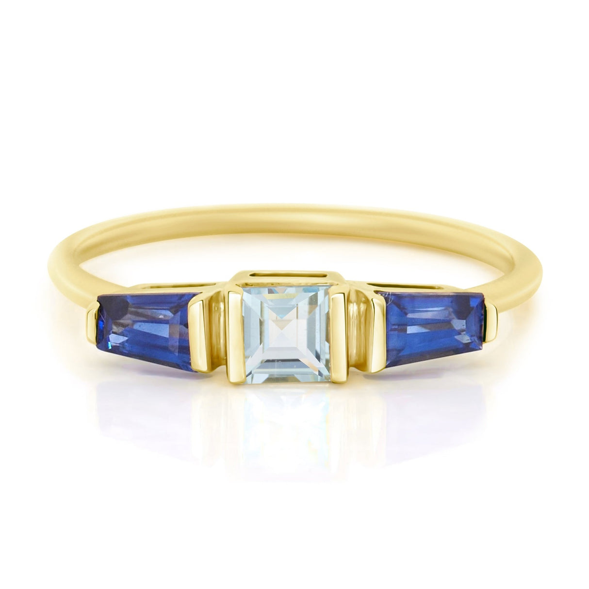 Aquamarine & Sapphire Triplet Ring