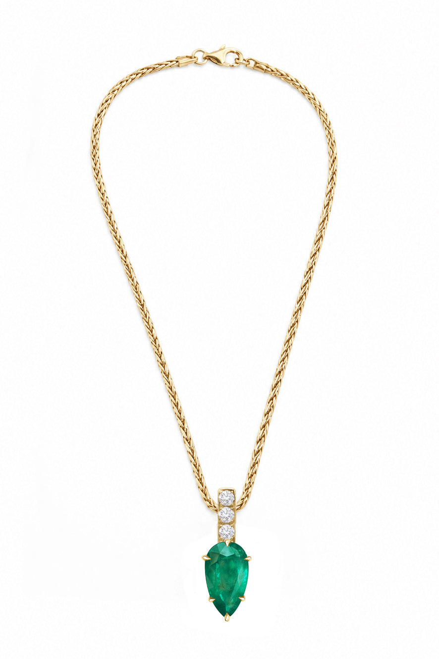 Emerald & Diamond Dewdrop Supreme Pendant Necklace