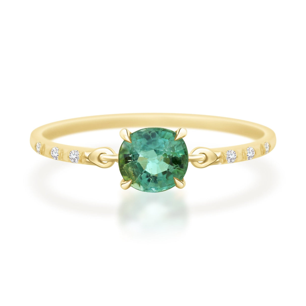 Oval Lagoon Tourmaline Petite Circle Diamond Ring