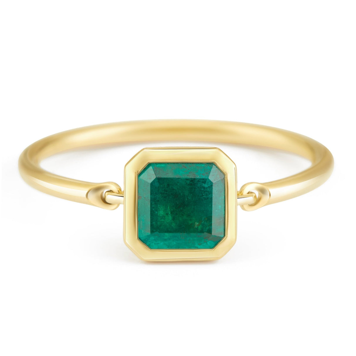 Emerald Classic Button Ring