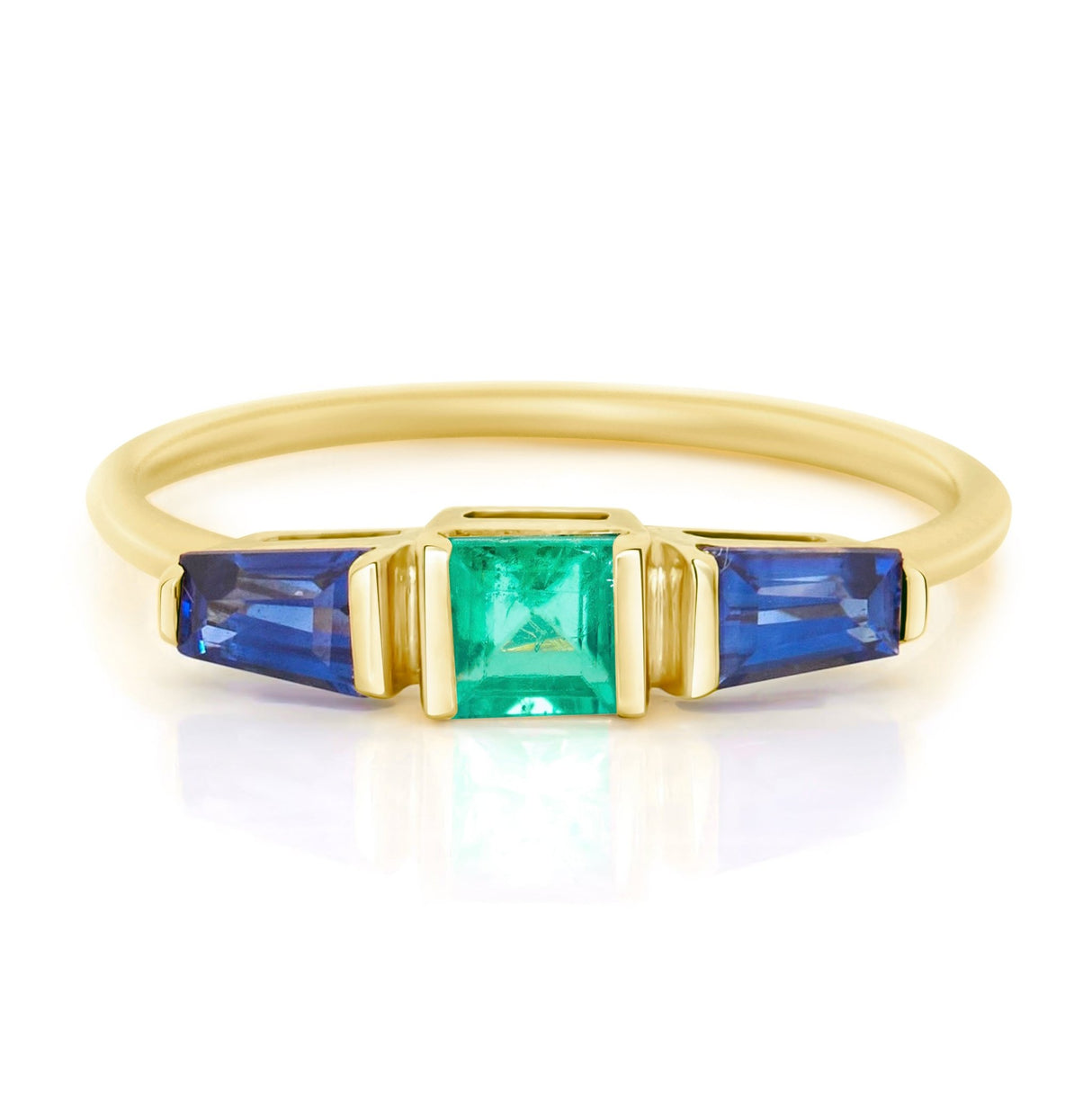 Blue Sapphire & Emerald Triplet Ring