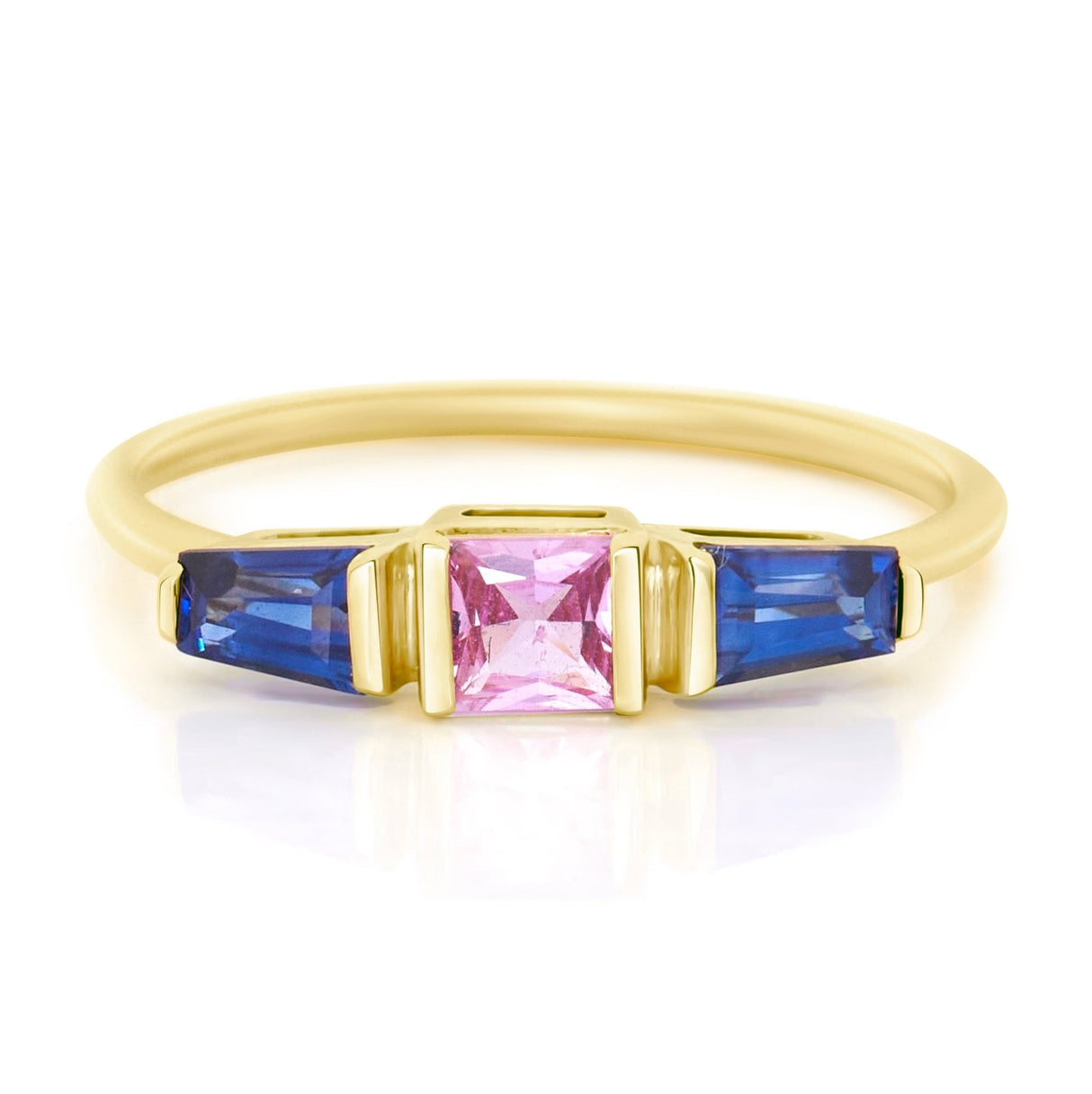 Pink & Blue Sapphire Triplet Ring