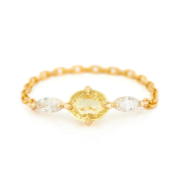 Yellow Sapphire & Diamond dream weaver Chain Ring