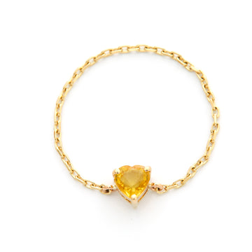 Yellow Sapphire Heart Chain Ring