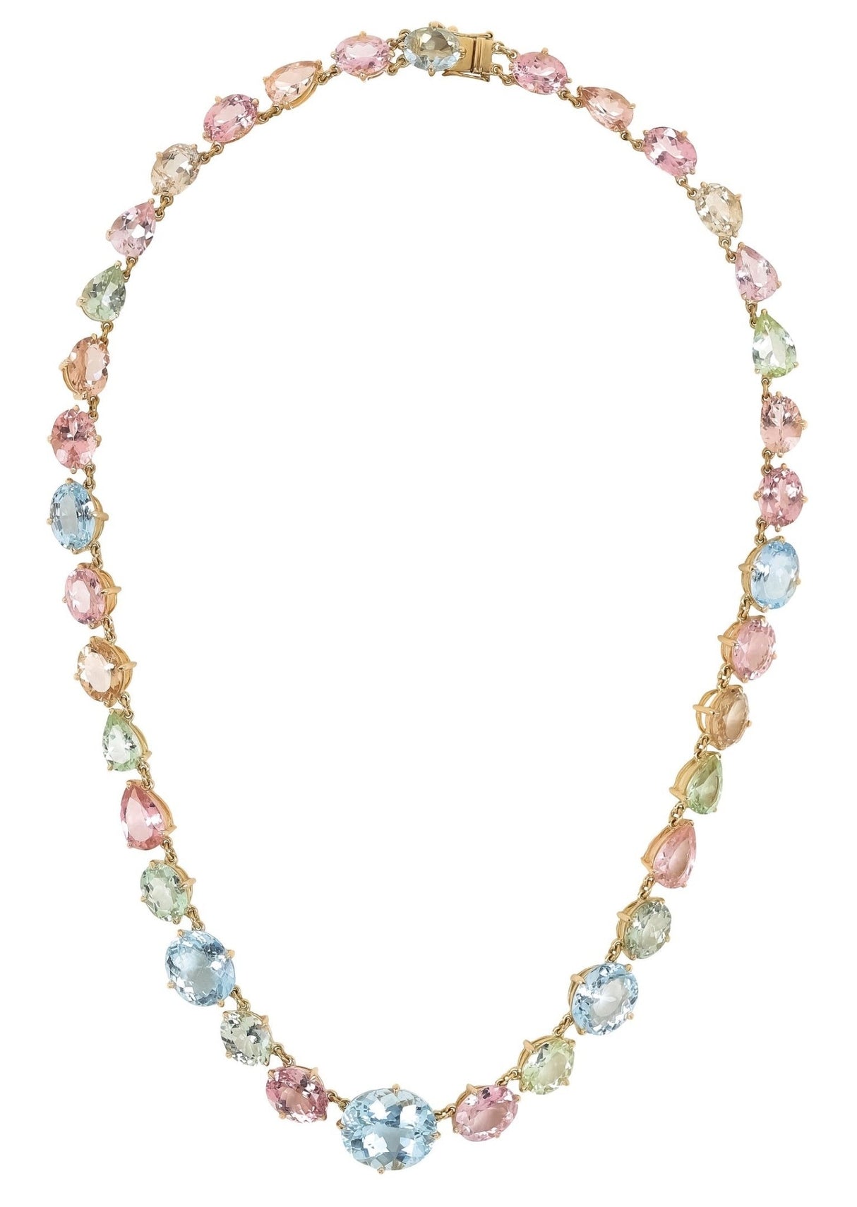 Aquamarine & Tourmaline Candy Necklace 18k handmade fine jewelry