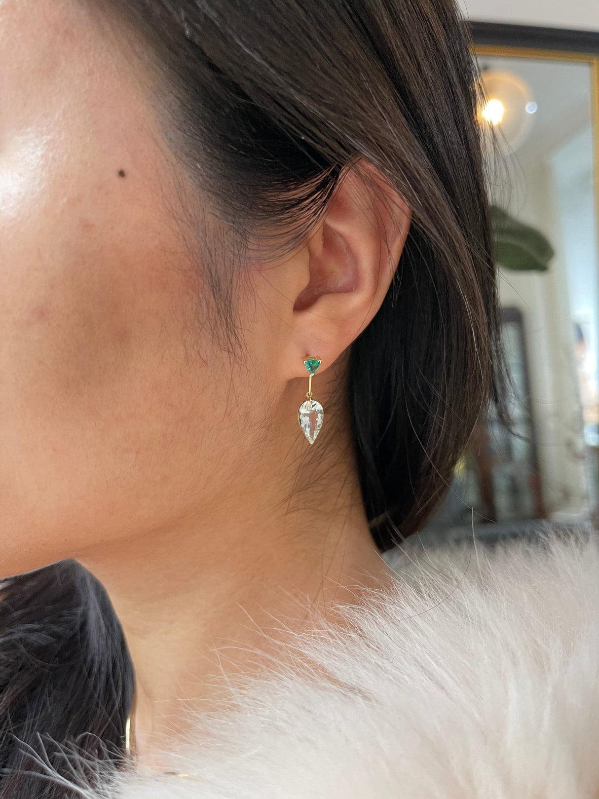 Tsavorite & Aquamarine Dewdrop Earrings