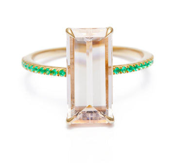 Morganite & Emerald Spring Ring
