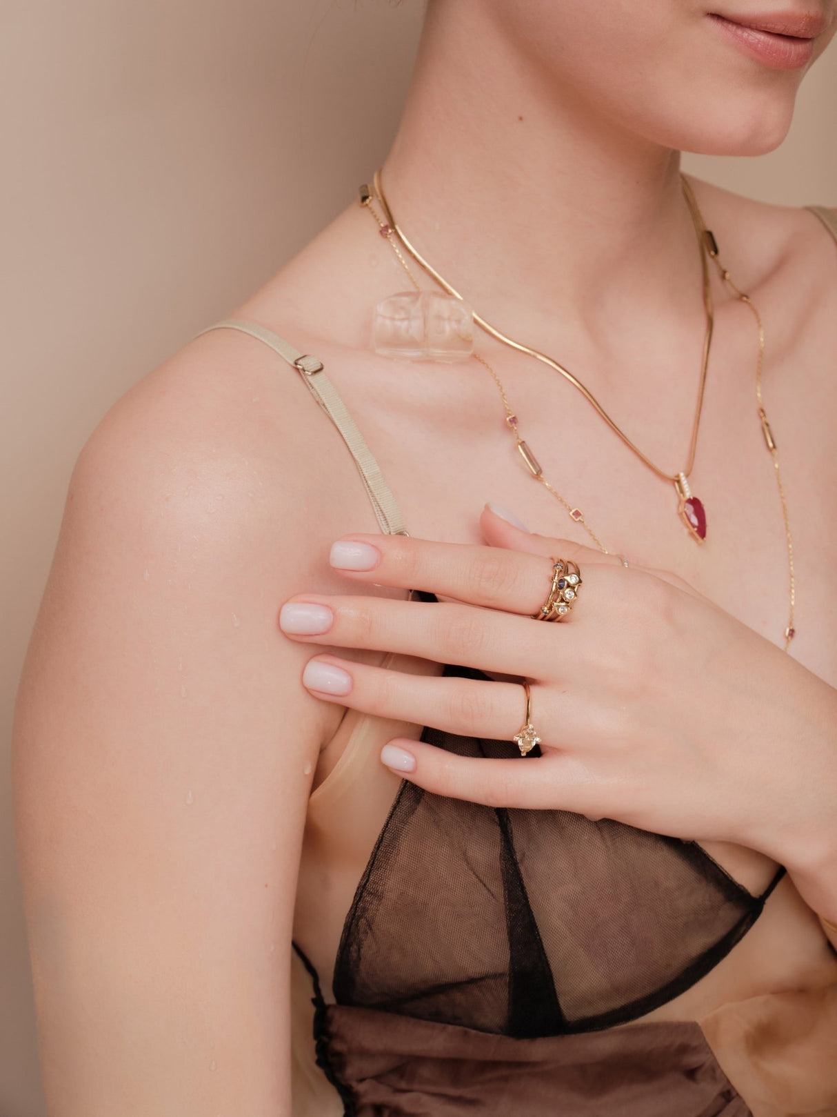 Orbit Diamond Ring 18k gold stackable ring on model