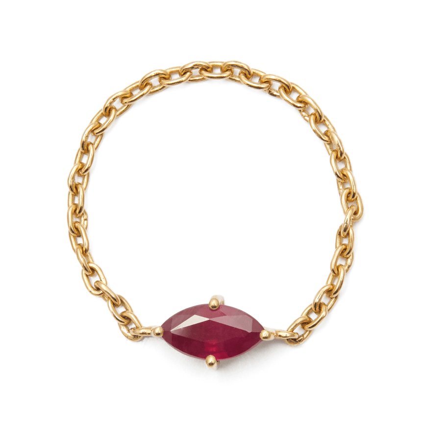Ruby Marquise Supreme Chain Ring 18k gold Stackable ring