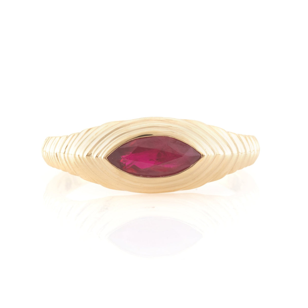 Ruby Pyramid Eye Ring 18k gold stackable ring