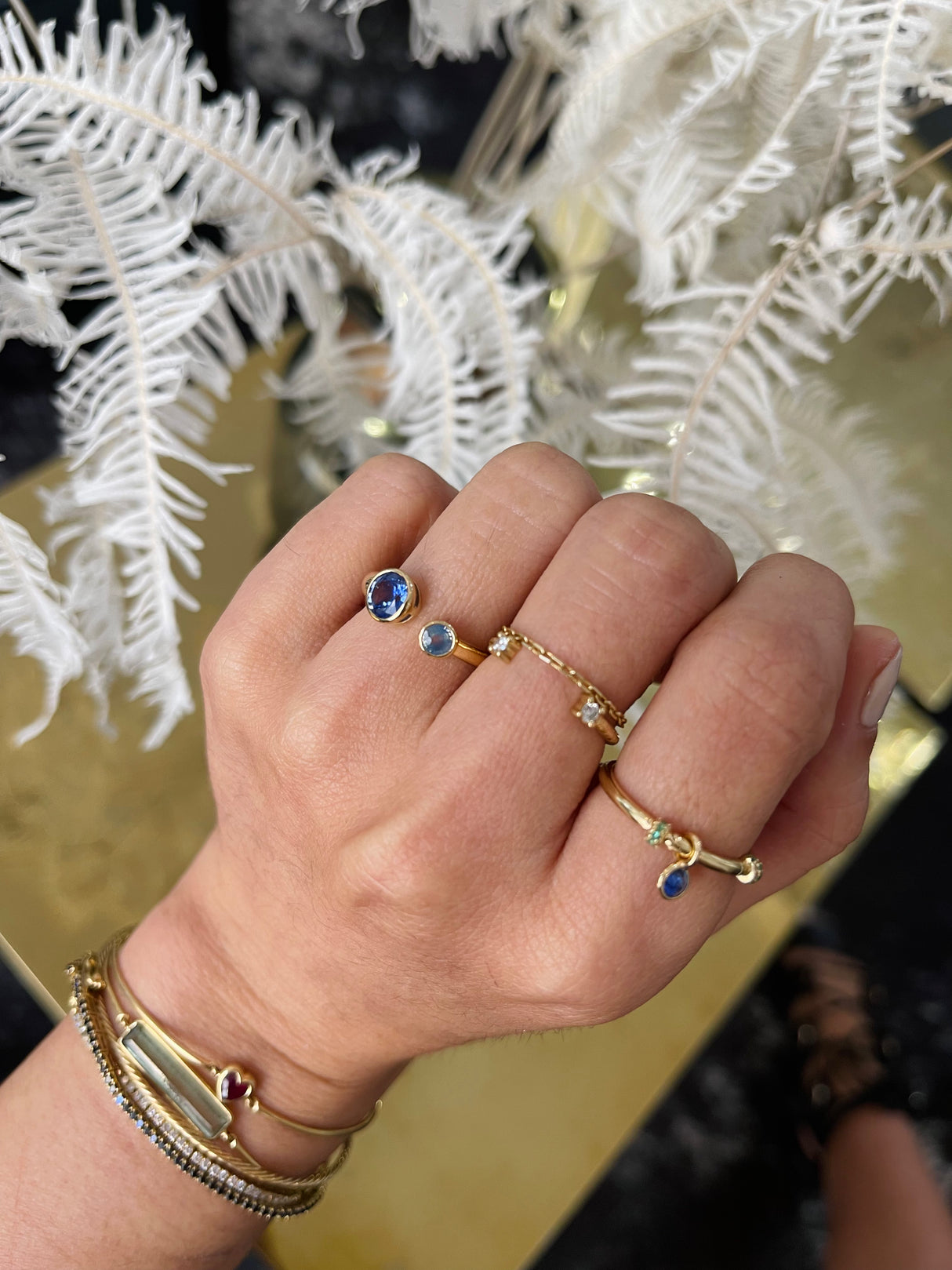 Purple & opal Sapphire Toi & Moi Ring