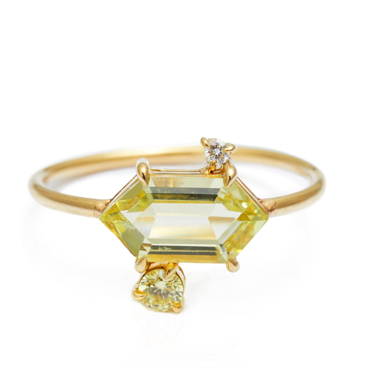 Lemon Quartz & Diamond Puzzle Ring